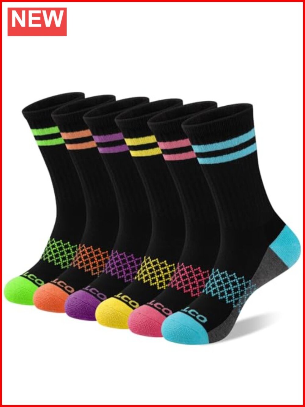 Womens Athletic Crew Socks Cushioned Sole Arch Support Work Running 6 Pairs